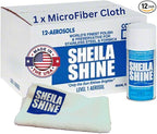 Sheila Shine 12 x 10 Oz Stainless Steel Cleaner and Polish Spray w/Microfiber Cleaning Cloth, Removes Grease, Fingerprints, Streaks, Household Kitchen Cleaner Spray for Stainless Steel & Appliances