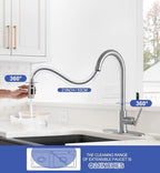 Brushed Nickel Kitchen Faucet with Pull Down Sprayer- 1.8GPM High Arc Single Handle Stainless Steel Rv Sink Faucet for Farm Laundry, Fit for 1/3 Hole with 10" Deck Plate