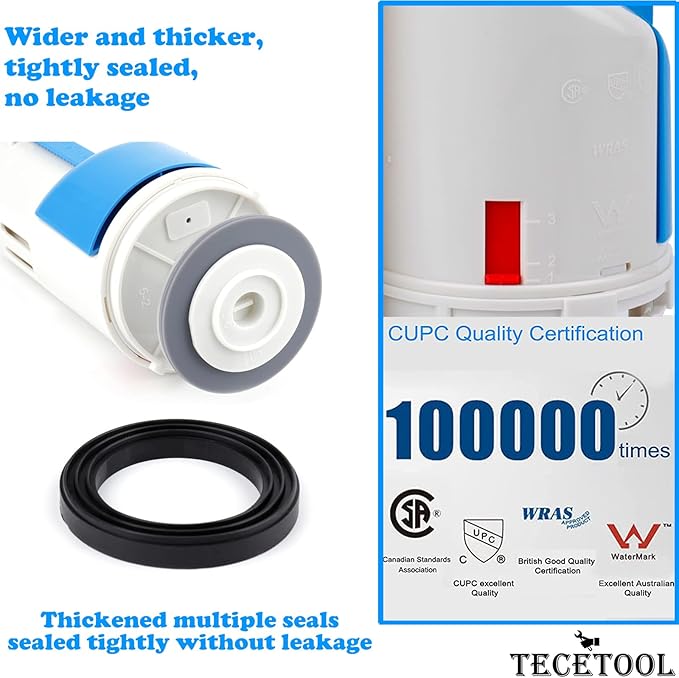 2 Inch Toilet Flush Valves Toilet Repair Kit Dual Flush Valve Replacement Fit for One Piece Toilet Top Push Button Valve (8" Height) White