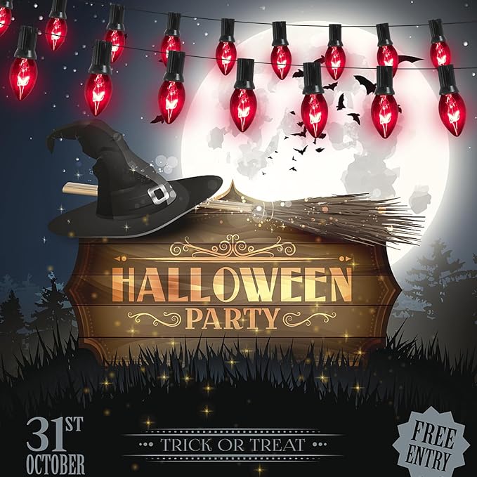 25 Pack C7 Halloween Black Replacement Bulbs, 5W Dark Purple Light Bulbs Perfect for Indoor/Outdoor Halloween, Christmas and Party String Lights C7/E12 Candelabra Base