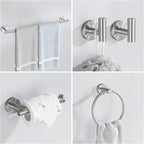 Bathroom Hardware Set, 6-Piece Towel Bar Set Brushed Nickel Towel Holder Set Includes 19.68/23.6 in Towel Bar,Toilet Paper Holder,Towel Ring and Towel Hook Wall Mount Bathroom Accessories Set