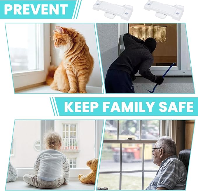 5Pcs F2590 Sash Lock - Replace Broken Window Locks, 2-1/4” Mounting Hole Centers, White Window Latch Replacement Parts for Vertical and Horizontal Sliding Windows