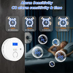 4 Packs, 2 in 1, Smoke and Carbon Monoxide Detector, Smoke Detector Carbon Monoxide Detector Combo,85db Alarm, Digital Display, with Battery, Easy to Install