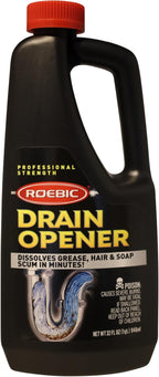 Roebic Liquid Drain Cleaner, Kitchen Sink Grease and Pipe Clog Remover, Professional Strength, 32 fl oz (1 Quart)