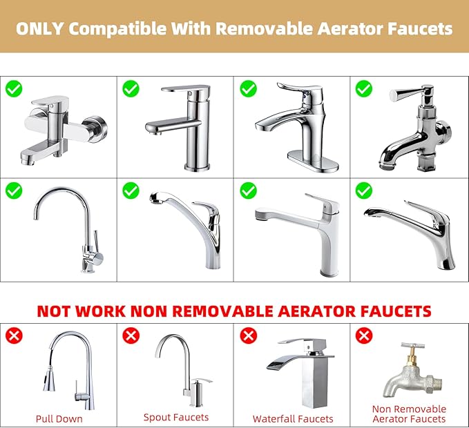 Hibbent NSF/ANSI/CAN 61 Certified Faucet Aerator, CUPC Certification 2-Flow Sink Faucet Aerator, 360° Swivel Kitchen Sink Sprayer Attachment, Faucet Replacement Part 55/64" Female Thread - Chrome