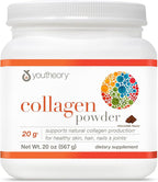 Youtheory Collagen Powder - Premium Collagen Supplement with Vitamin C & Biotin - Supports Healthy Hair, Nails, Skin & Joints* - Dairy, Soy & Gluten Free - Chocolate, 20 oz