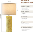 25.25" Ceramic Lamps Set of 2 for Living Room, Bedroom, Yellow Flower Table Lamps Set of 2 for Buffet, Ceramic Bedroom Lamp for Nightstand, Farmhouse Lamp for Console Table, Credenza