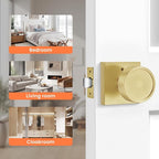 Haidms Gold Door Knobs Interior, Zinc-Alloy Heavy Duty Round Brushed Gold Privacy Door Knobs for Bedroom Modern Bathroom Interior Door Lock Bulk(2 Pack)