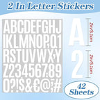 2142 PCS 42 Sheets Letter Stickers Mailbox Numbers and Letters Self Adhesive Vinyl Waterproof Alphabet Number Stickers for Mailbox Address,Craft,Water Bottles, Sign, Door, Home Decor (2 Inch,White)