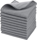 SINLAND Microfiber Dish Cloths Dish Rags for Washing Dishes Best Kitchen Washcloth Cleaning Cloths with Poly Scour Side 12Inchx12Inch 10Pack Grey