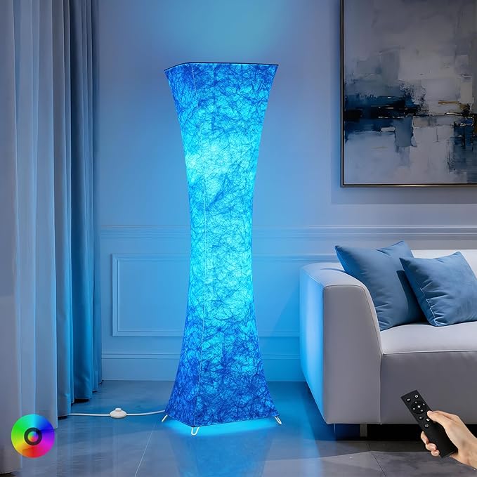 Floor Lamps for Living Room, RGB Color Changing Corner Floor Lamp with Remote Control, Dimmable Standing Lamp for Bedroom, Office, Game Room, Kids Room (Bulbs Included)