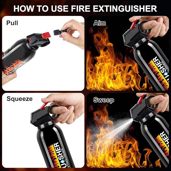 Fire Extinguisher for Home - Car Fire Extinguisher with Mount, Small A B C K Fire Extinguisher, Water-Based Fire Extinguishers for Car/House/Kitchen/Truck/Marine/Boat/Vehicle/utv/rv (6)