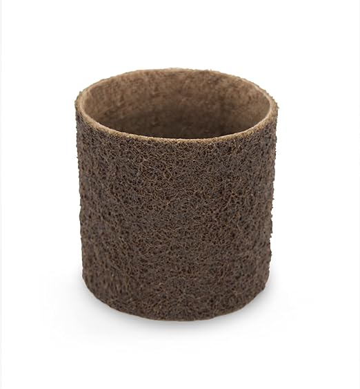 CS Unitec | PTX Coarse Fleece Nonwoven Sleeve | Abrasive Grit Torque Grinder Tool Attachment for Scratch Removal|3-1/2" Diameter x 4" Wide, Brown, (Pack of 4