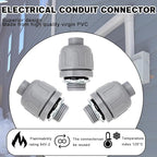 1/2 inch Liquid Tight Connector PVC Flexible Conduit Connector,Straight 180 Degree UL Listed Liquid Tight Conduit Fittings (150 Pack)