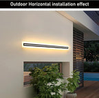 2 PACK-71inch Long Outdoor Modern LED Wall Light,Waterproof IP65 Warm White 110V led Wall Mount Lighting Fixture Rectangular Black Elegant Frosted White Acrylic Anti Rust.