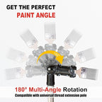 Multi Angle Paint Brush Extender V2, Long Handle Paint Brush, Extension Pole Attachments for Paint Roller, Paint Edger Tool for High Ceilings, Corner Painting Tool for Paint Extension Pole (Black)