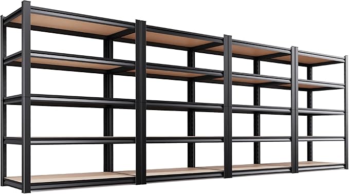 Set of 4 Garage Shelving-2050 lbs 5 Tier Storage Shelves,Adjustable Heavy Duty Metal Shelving Unit and Storage Large Rack,Utility Steel Shelf for Warehouse Industrial Pantry Basement 71"x46"x18"