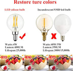 Arberlic G16.5 Light Bulb,4W E12 LED Bulb dimmable Equivalent E12 Candelabra Bulb 40 Watt,Warm White 2700K,400lm,CRI85+,AC120V,Edison Style,Clear Glass,ETL Listed,Pack of 6