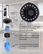 Hibbent Kitchen Faucet Head Replacement, Pull Down Sink Spray Nozzle with 3 Function, G1/2 or 13/16 Inch Male Connector (Only for G1/2 Connector, Chrome)