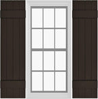 Board & Batten Vinyl Shutters (1 Pair) | 14.5"x51" (4-Board) - Stone Mason Brown | Exterior Window Shutters | Includes Mounting Hardware | Simple Installation | Made in USA