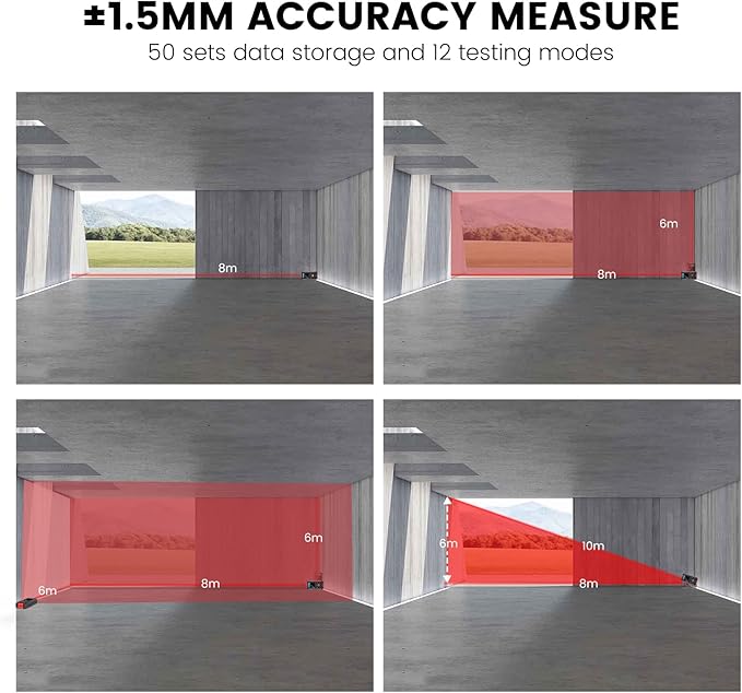 Stud Finder with 196ft Laser Measure, 3 in 1 Electric Wall Scanner Sensor with ±0.1° Digital Level Lithium Battery, LCD Studs Detector Audio Broadcast for Wood Magnetic Metal AC Wire Finding
