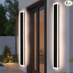 MELUCEE Exterior Wall Lights for House 2 Pack 60 Inch Long Strip Modern Outdoor Light Wall Fixture Sconce, Dimmable Outside Linear Exterior Lights, Black Wall Mount Lighting for Porch Corridor, Garage