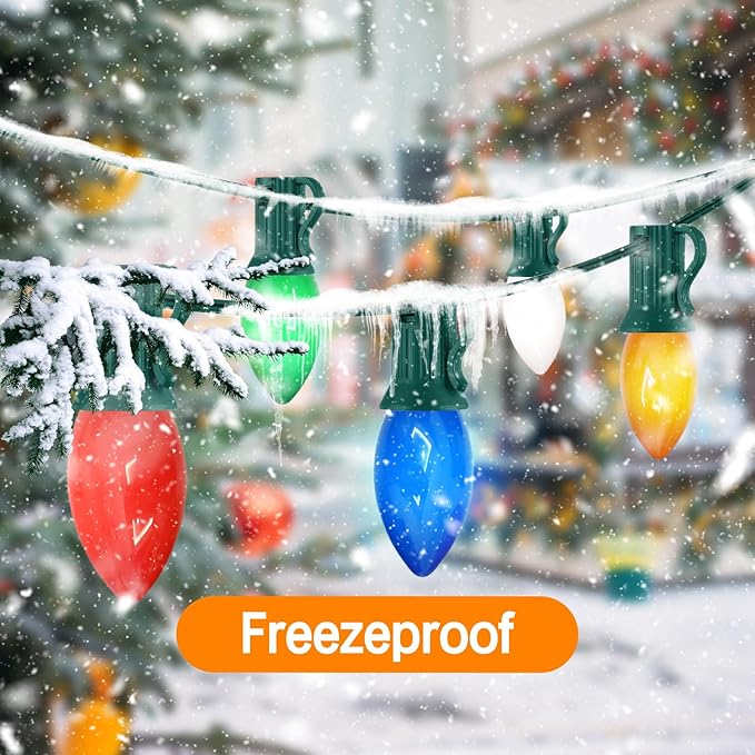 C7 LED Replacement Bulbs, 25 Pack Multicolor Christmas Light Bulbs for Outdoor String Lights, Patio Xmas Tree Holiday Party Wedding Prom Decor, E12 Candelabra Base