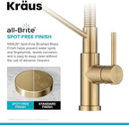 KRAUS Coda Commercial Style 2-Function Single Handle Pull Down Kitchen Faucet in Spot-Free Brushed Brass, KPF-1617BB