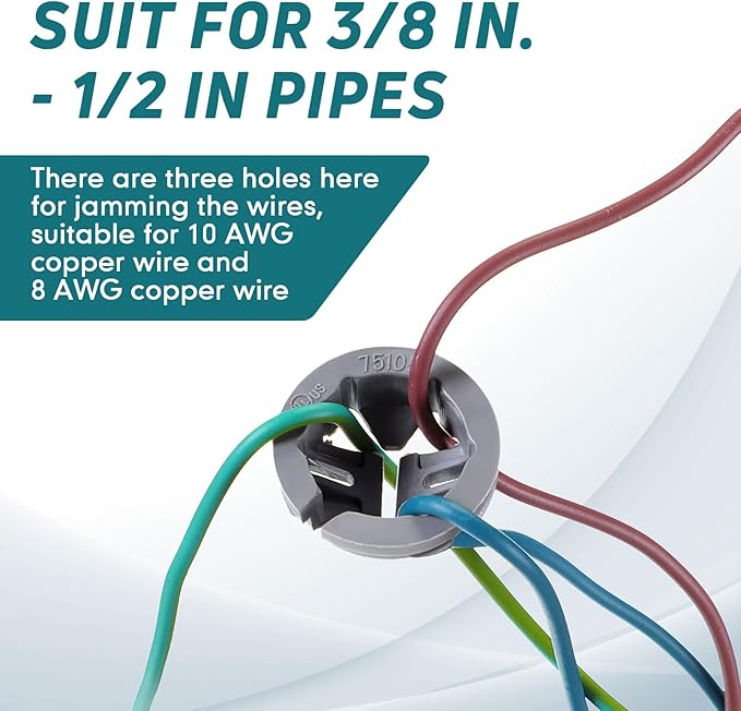 Sintuff 500 Pcs 3/8 in. - 1/2 in. Non Metallic Button Push-in Bulk Connector Gray Nm Cable Connector Electrical Conduit Fittings Fits for 1/2 Inch Knockouts