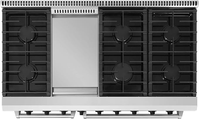 THOR Kitchen Freestanding 48-Inch Gas Range with Double Oven in Stainless Steel - Model LRG4807U + LP Conversion Kit