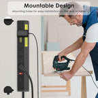 JUNNUJ 20 Amp Power Strip Heavy Duty 2 Pack,Heavy Duty 20 Amp Surge Protector 4800J, Garage Metal 6 Outlets 12 Gauge Extension Cord 10ft