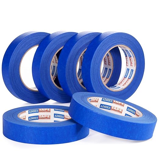 ADHES Upgrade Blue Painters Tape, Masking Tape for Painting 6 Rolls x 0.94 Inch x 60 Yards, Blue Paint Tape No Residue Outdoor Anti UV Multi Surface Use, Total 360 Yards