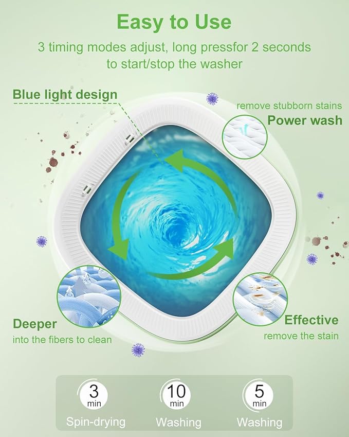 Portable Washing Machine,Mini Washer 16L Washer,Small Clothes Folding Washing Machine Of Underwear, Baby And Small Delicates, 3 Cleaning Modes Suitable For Home Apartments Dormitories, Hotels