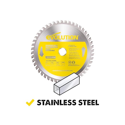 Evolution Power Tools 180BLADESS Stainless Steel Cutting Saw Blade, 7-Inch x 48-Tooth, Yellow