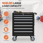 7-Drawer Rolling Tool Chest, Tool Box with 4 Wheels and Drawers, High Capacity Detachable Mobile Tool Storage Cabinet for Garage, Workshop, Mechanics and Repair Room (Black)