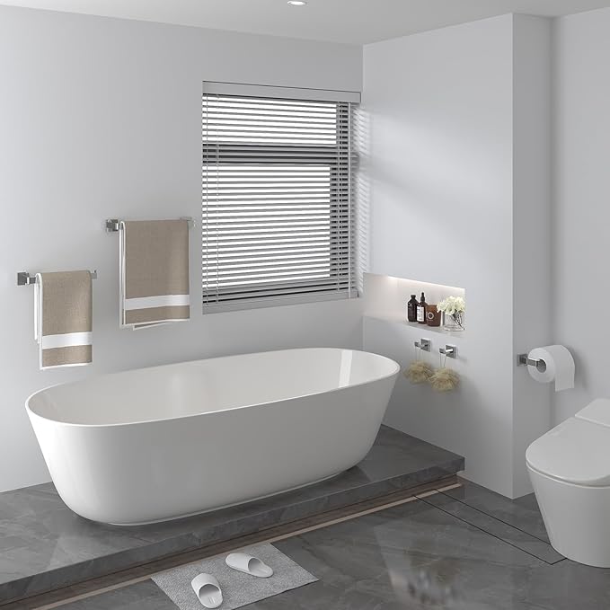 Toilet Paper Holder Collision Avoidance Towel Racks for Bathroom Thickened Material 304 Stainless Steel Towel Rack 10-Piece Towel Bar Polished Chrome Bathroom Hardware Set Will Not Rust