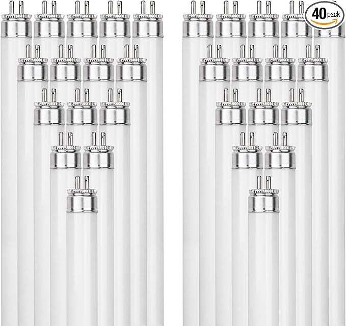 Sunlite 30340 F28T5/841 4 Foot T5 Linear Fluorescent Lamp, 28 Watts, 2500 Lumens, 4100K Cool White, Miniature G5 Bi-Pin Base, ROHS Compliant, High Performance Straight Tube, 40 Pack