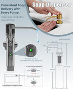 Kitchen Faucet, Brushed Gold Kitchen Faucet with Soap Dispenser and Deck Plate, Faucet for Camper Farmhouse RV Kitchen Sink, Single Handle Stainless Steel Kitchen Sink Faucets with Pull Down Sprayer