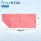 HARFINGTON 6 Pack Microfiber Cleaning Cloth, 28" x 12" Multi-Functional Cleaning Towels Reusable Absorbent Rags for Car Wash Kitchen Household Window Clean, Rose Red