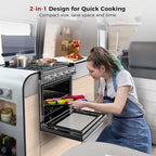 CAMPLUX Classic RV Stove Propane Range 21 Inches, Propane Oven with 3 Burners Cooktop for RV, RV Propane Oven Stove Combo 28,100 BTU/Hr, Stainless Steel RGS21MSF