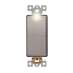 LIDER Minimalist Design Matte Finish Lighted Double Switch, Combination Frameless Decorator Switch with Locator Light, Ground Terminal, Single Pole, 15A 120-277V, UL Listed, LCS2-1P-NK, Nickel