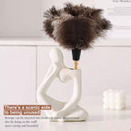 Ostrich Feather Duster 14" Natural Handheld Reusable Feathers Dusters with Wooden Handle for Cleaning Supplies Home Car Office