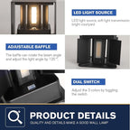 4 Pack LED 20W Outdoor Wall Lights Exterior/Interior 3 Colors Adjustable Wall Sconce Up and Down Light Porch Lights IP65 Waterproof Exterior Wall Sconce Modern Outdoor Lighting Square Aluminum Black