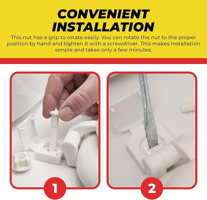 Qualihome Plastic Toilet Seat Screws Replacement - Durable Toilet Nuts - Bolts for Toilet - Toilet Screw Plastic Hardware - Easy Install for Toilet Lid