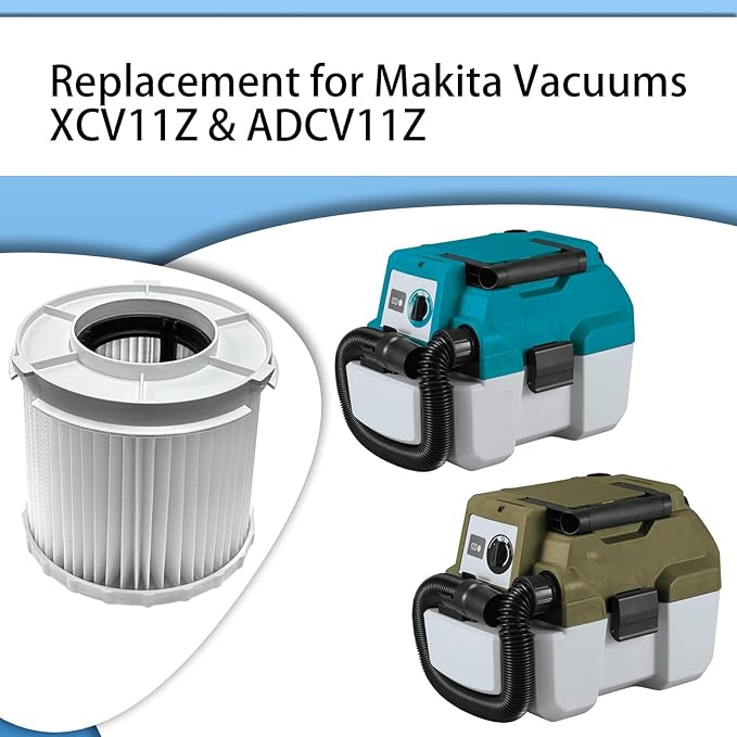 2 Pack 162518-0 Round Wet/Dry HEPA Filters Replacement for Makita 18V LXT (36V) Cordless 2 Gallon HEPA Filter Wet/Dry Dust Extractor/Vacuums XCV11Z & ADCV11Z