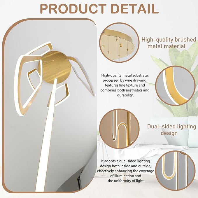 Flashing God H138 Modern Chandelier 6-Rings Large Chandelier for High Ceiling Led Dimmable Ring Pendant Lighting Gold Contemporary Chandeliers for Villa Foyer Entrance Living Room