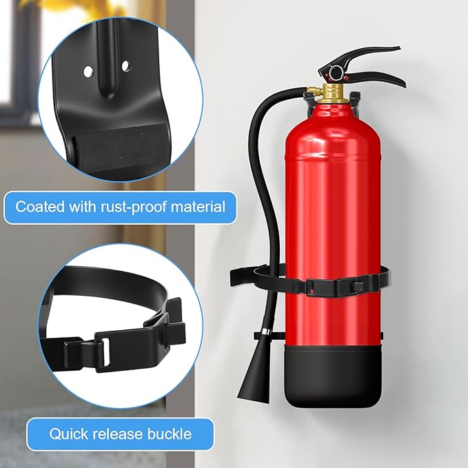 4 Pack Fire Extinguisher Mount Bracket, 5 LB Metal Heavy Duty Wall Mount Holder for Home, Truck, Vehicle, Car, Boat