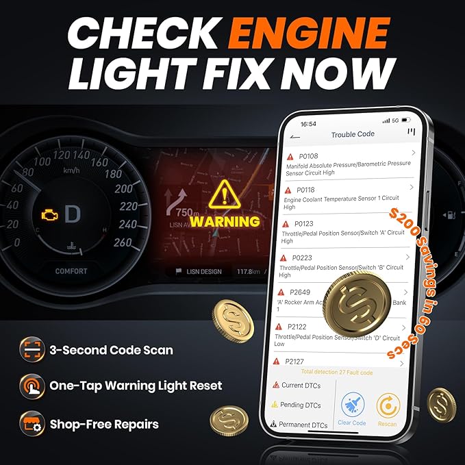 (Upgraded AD310) ANCEL AD310BT OBD2 Scanner Bluetooth - Check Engine Code Reader, Escaner Automotriz with Premium App On iOS & Android, Car Diagnostic Scanner for All Vehicles After 1996