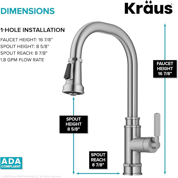 KRAUS Allyn Transitional Industrial Pull-Down Single Handle Kitchen Faucet in Spot-Free Stainless Steel, KPF-4101SFS