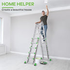 Ladder, Multi Position 6 Step Ladder Extension, 22 Ft Anti-Slip A Frame Compact Folding Ladder, 330LBS Adjustable Telescopic Aluminum Ladders for Home Stairs Roof Outdoor, Escaleras para Casa